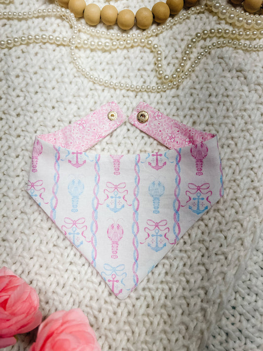 StellaLoo - Coquette Beach Snap-On Reversible Dog Bandana, Curved Neck: M