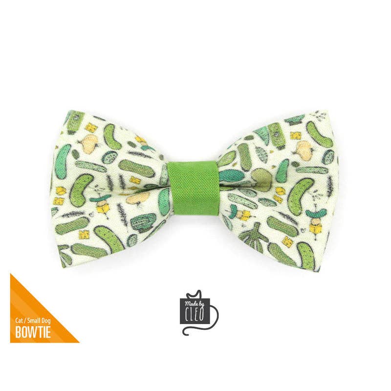 Made By Cleo - "Kind Of A Big Dill" - Pickle Bow Tie for Cats + Small Dogs