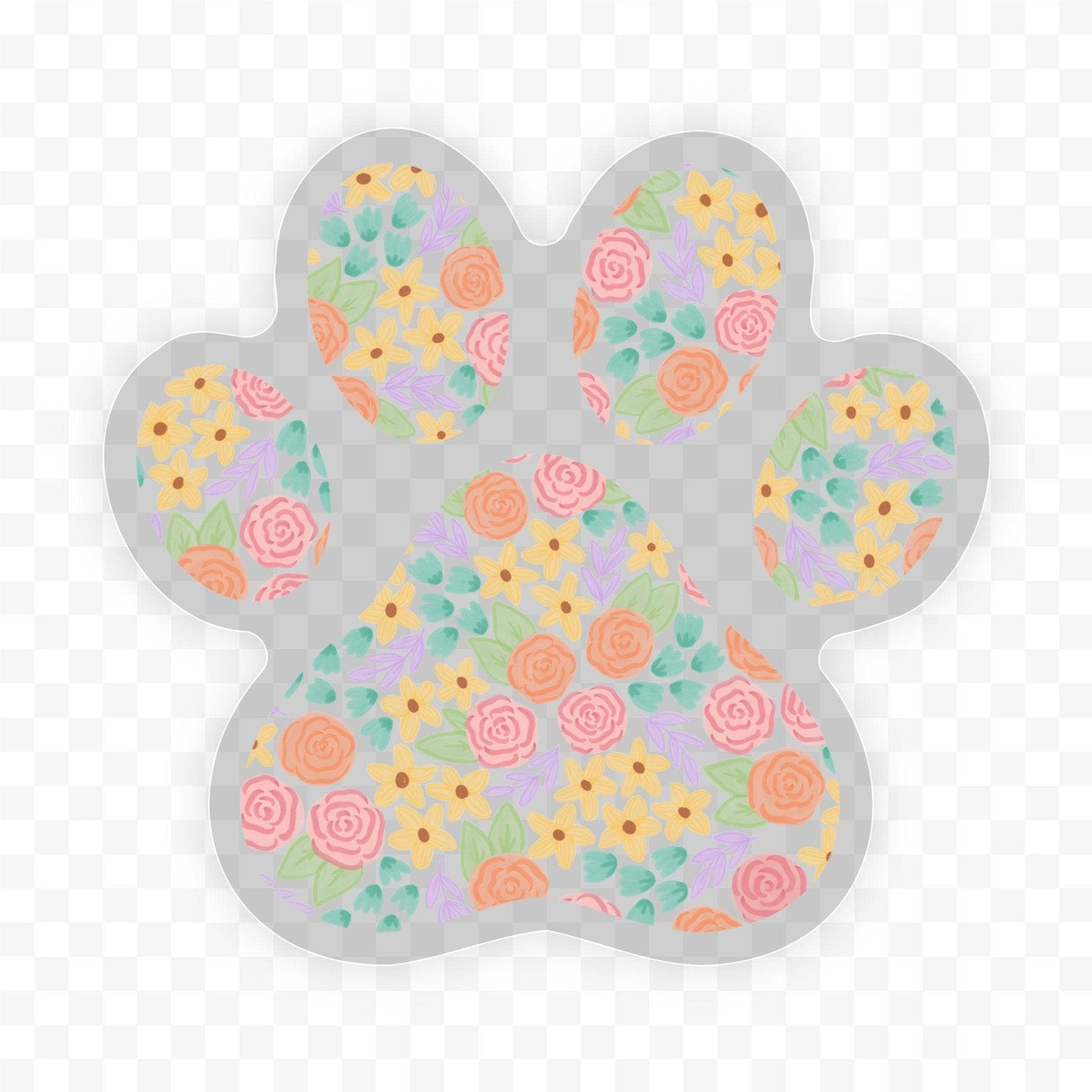 Big Moods - Cute Floral Paw Print Clear Sticker