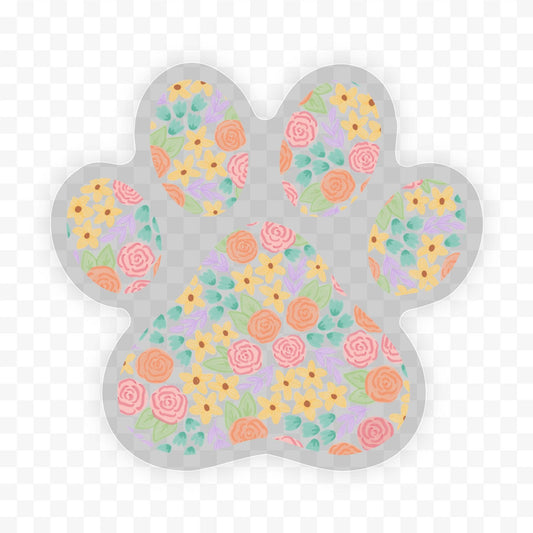 Big Moods - Cute Floral Paw Print Clear Sticker