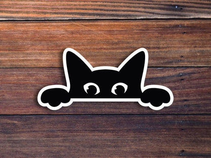 Sticker Horse - Peeking Cat Vinyl Sticker: 4 inch