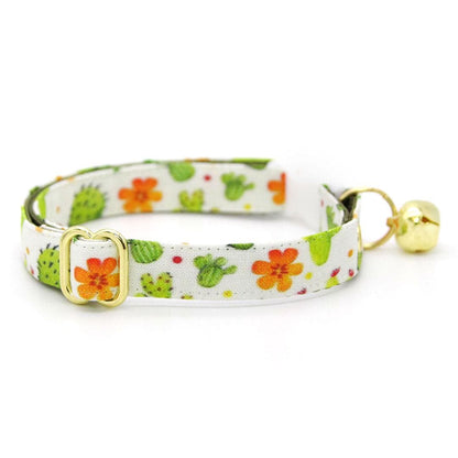 Made By Cleo - "Desert Dreams" - Southwestern Cactus Cat Collar: Breakaway / Gold / Adult Cat (8-13)