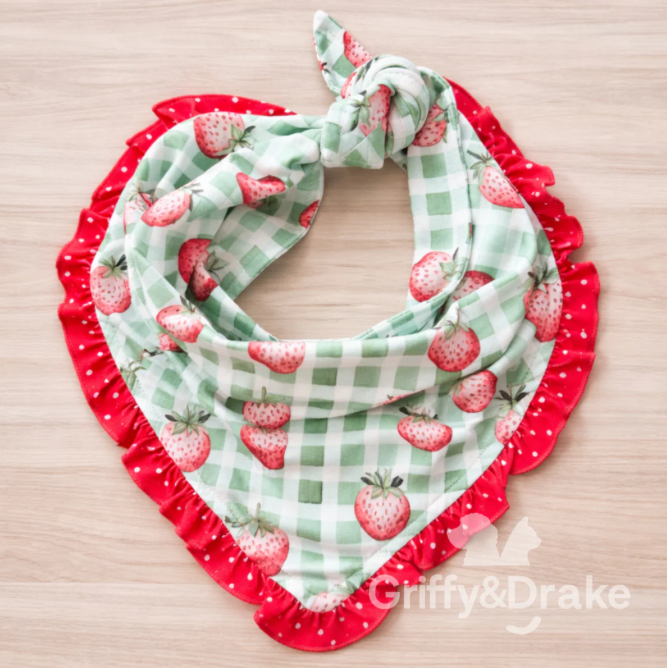 Strawberry Picnic 🍓 - Ruffled Bandana