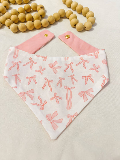 StellaLoo - Coquette Bows Snap-On Reversible Dog Bandana, Curved Neck: M