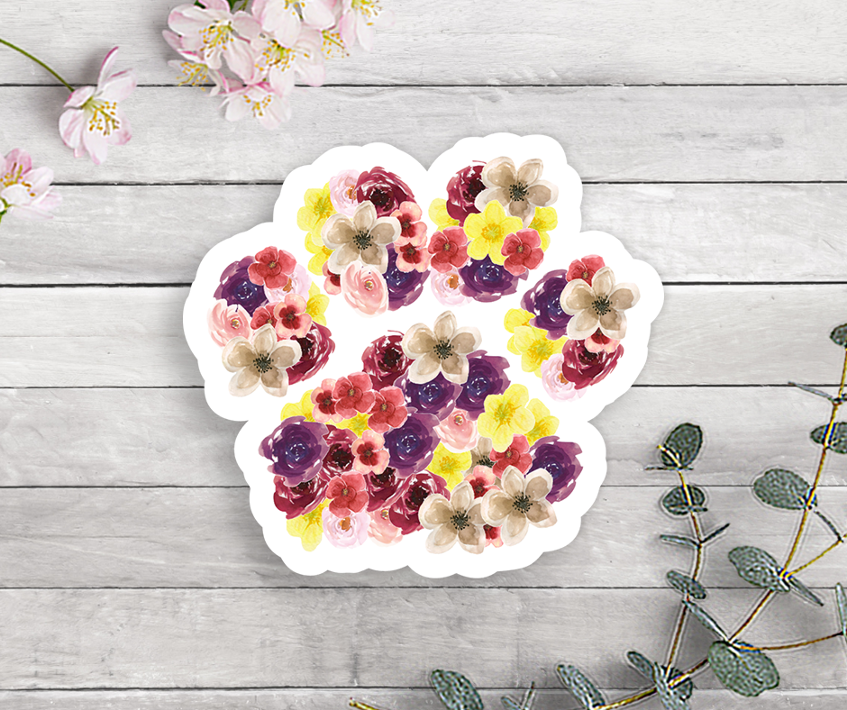 Expression Design Co - Floral Paw Print Vinyl Sticker