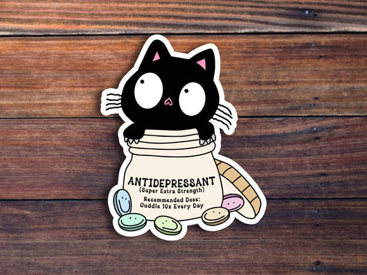 Sticker Horse - Antidepressant Cat Sticker: 3 inch