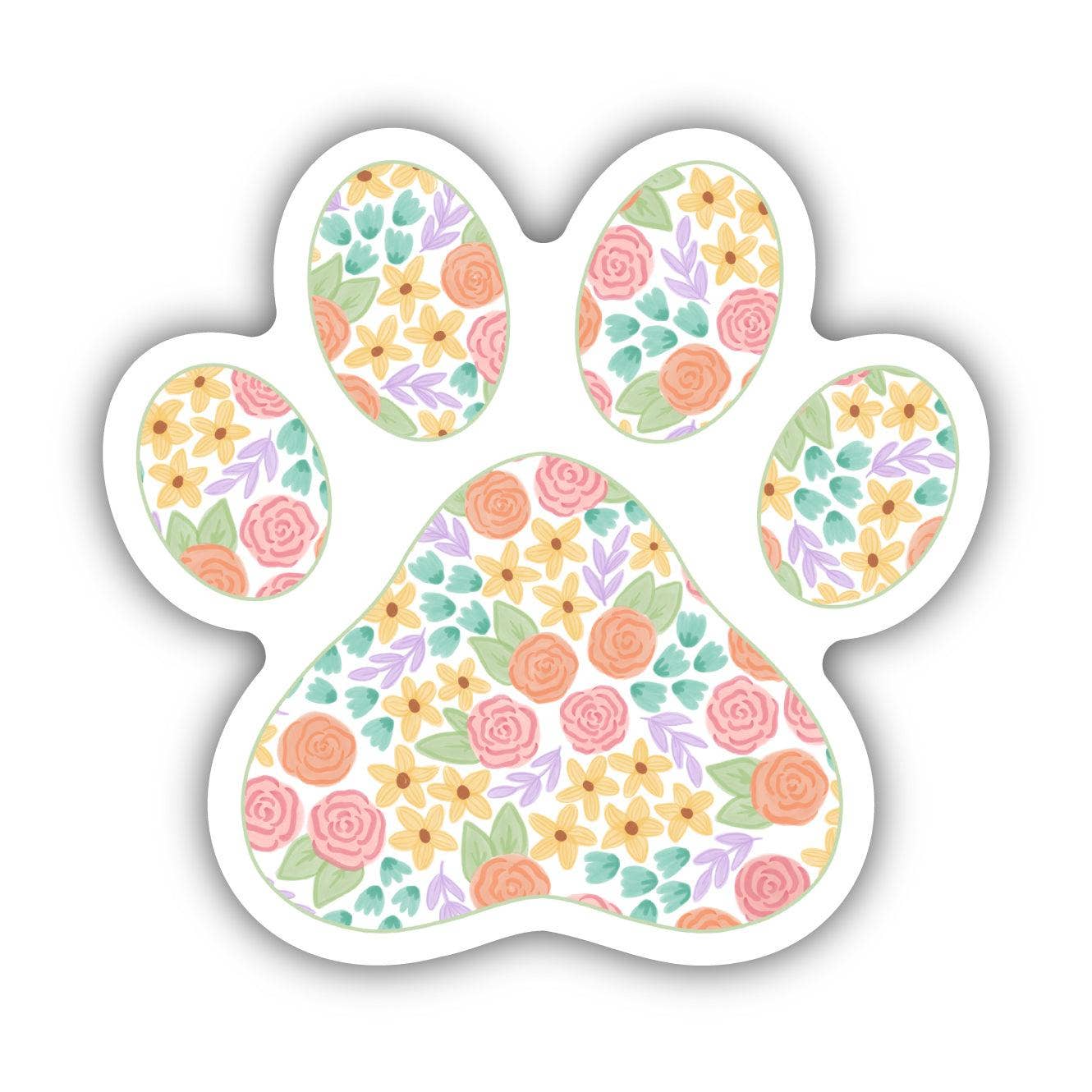 Big Moods - Cute Floral Paw Print Sticker
