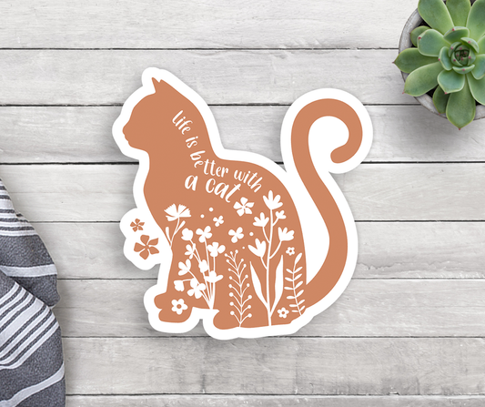 Expression Design Co - Floral Cat Vinyl Sticker